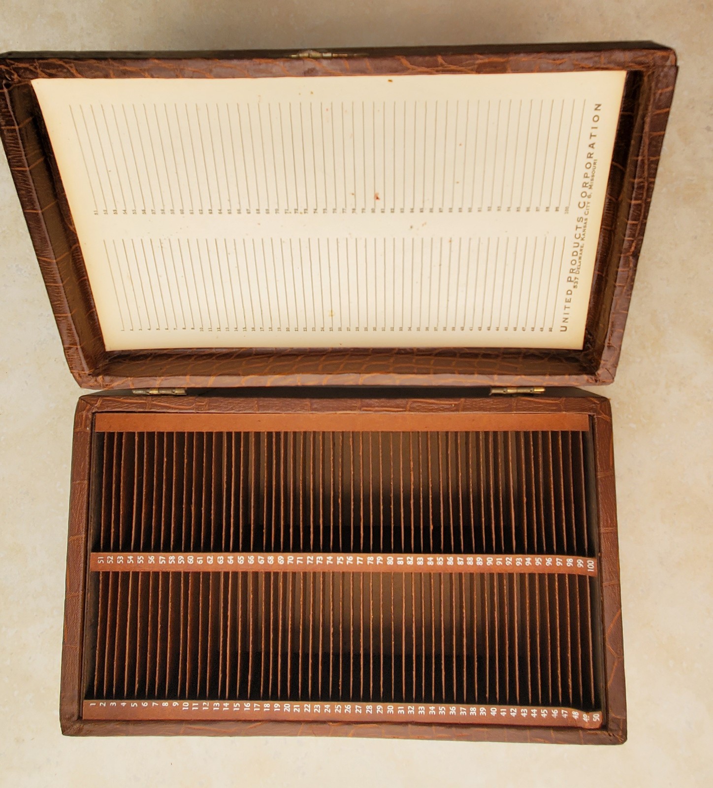 2 Vintage 1950s 35mm Slide File Cases Boxes storage 10 x 6 x 2.75 100 slides ea