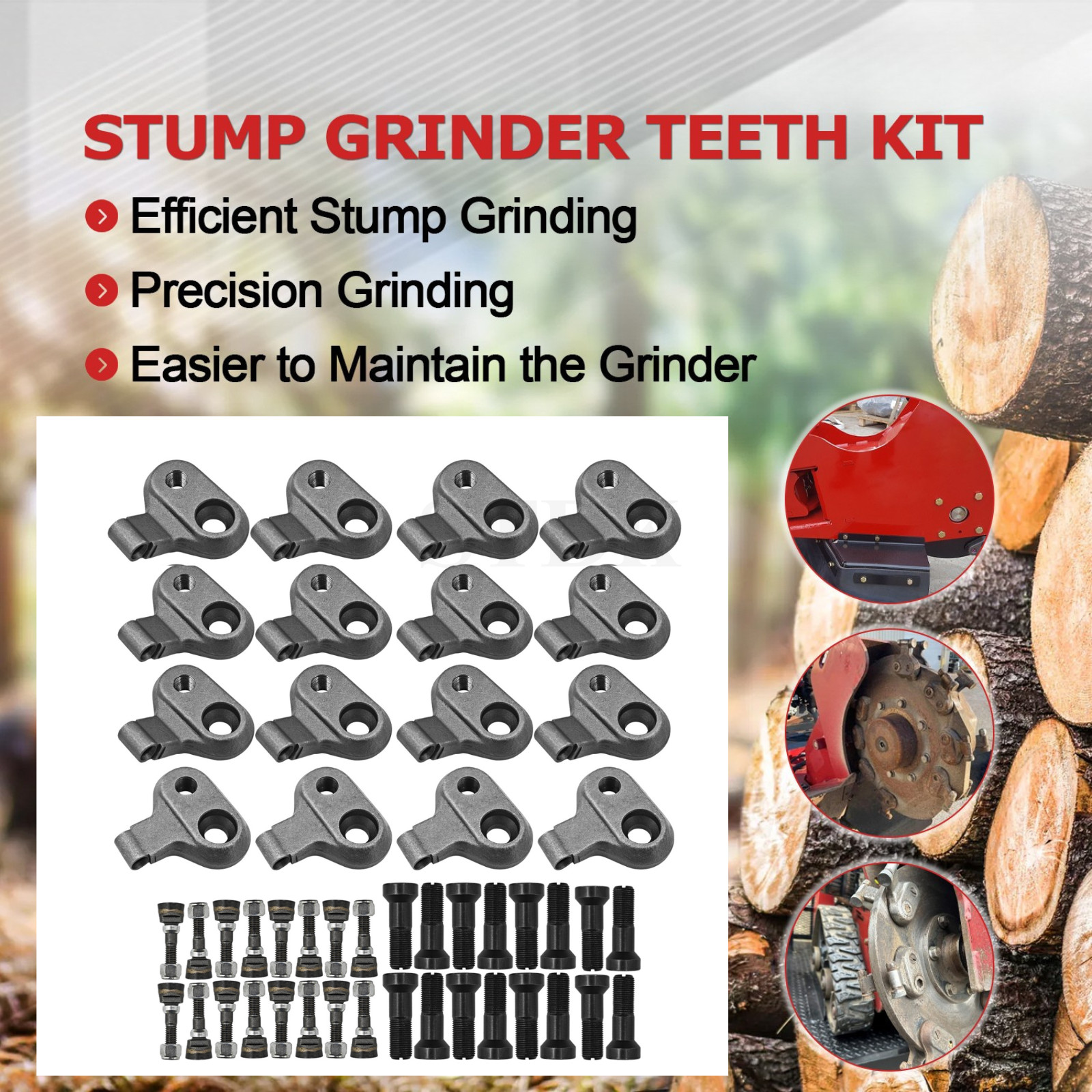 For BARRETO SG30 Stump Grinder Teeth Kit W/ 2-1/4" BOLTS Replace Grinder Teeth