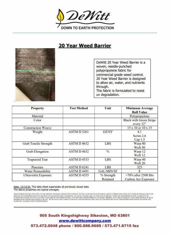 DeWitt Weed Barrier - Professional Max - Heavy Duty Woven Fabric 5 FT X 250 FT