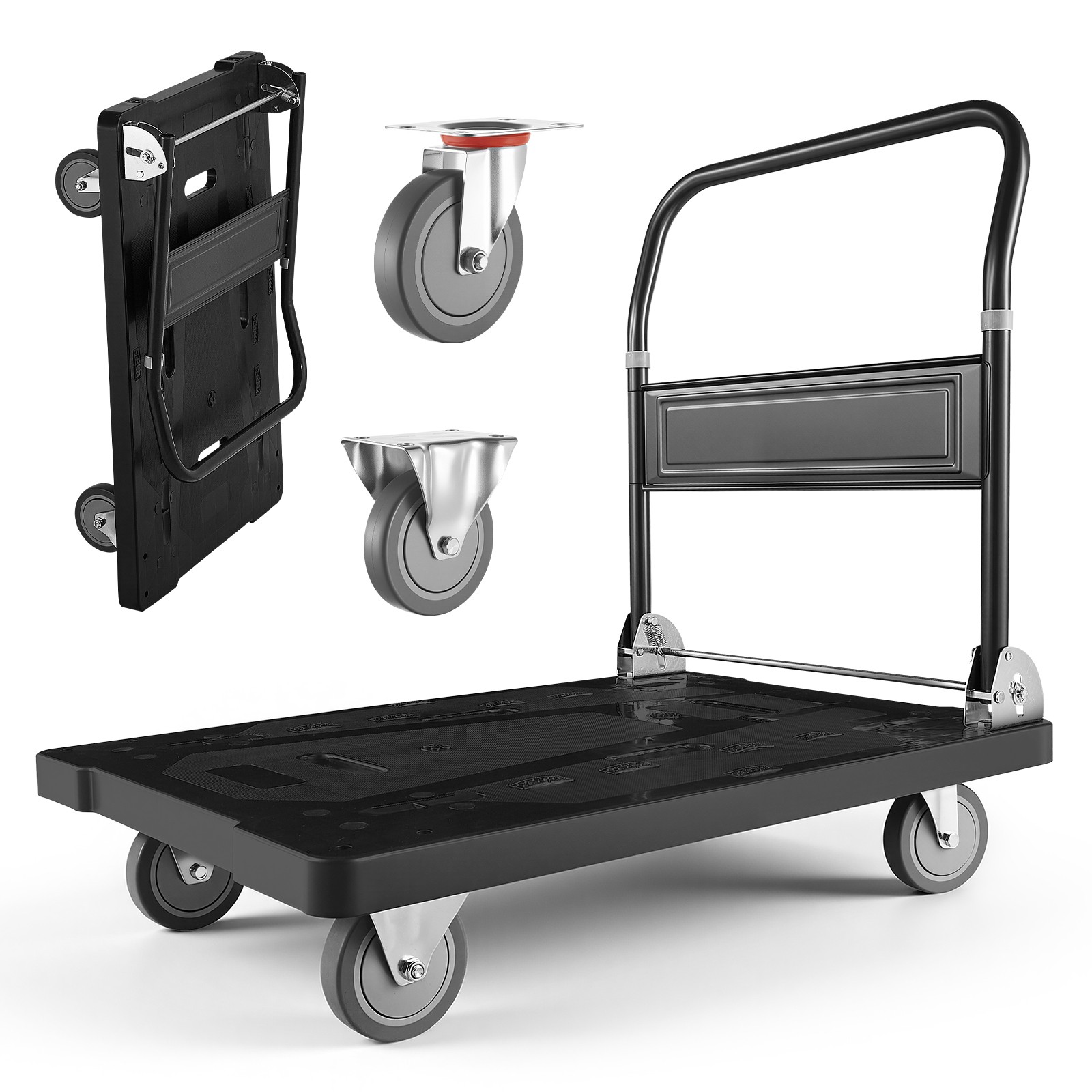 Uimoso Foldable Push Cart Dolly 1000 lbs Capacity with Wheels Folding Platform