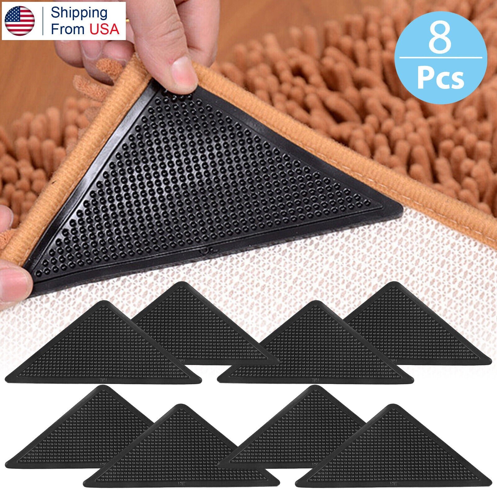 8× Rug Carpet Mats Grippers Non Slip Anti-skid Washable Reusable Grips Pads US