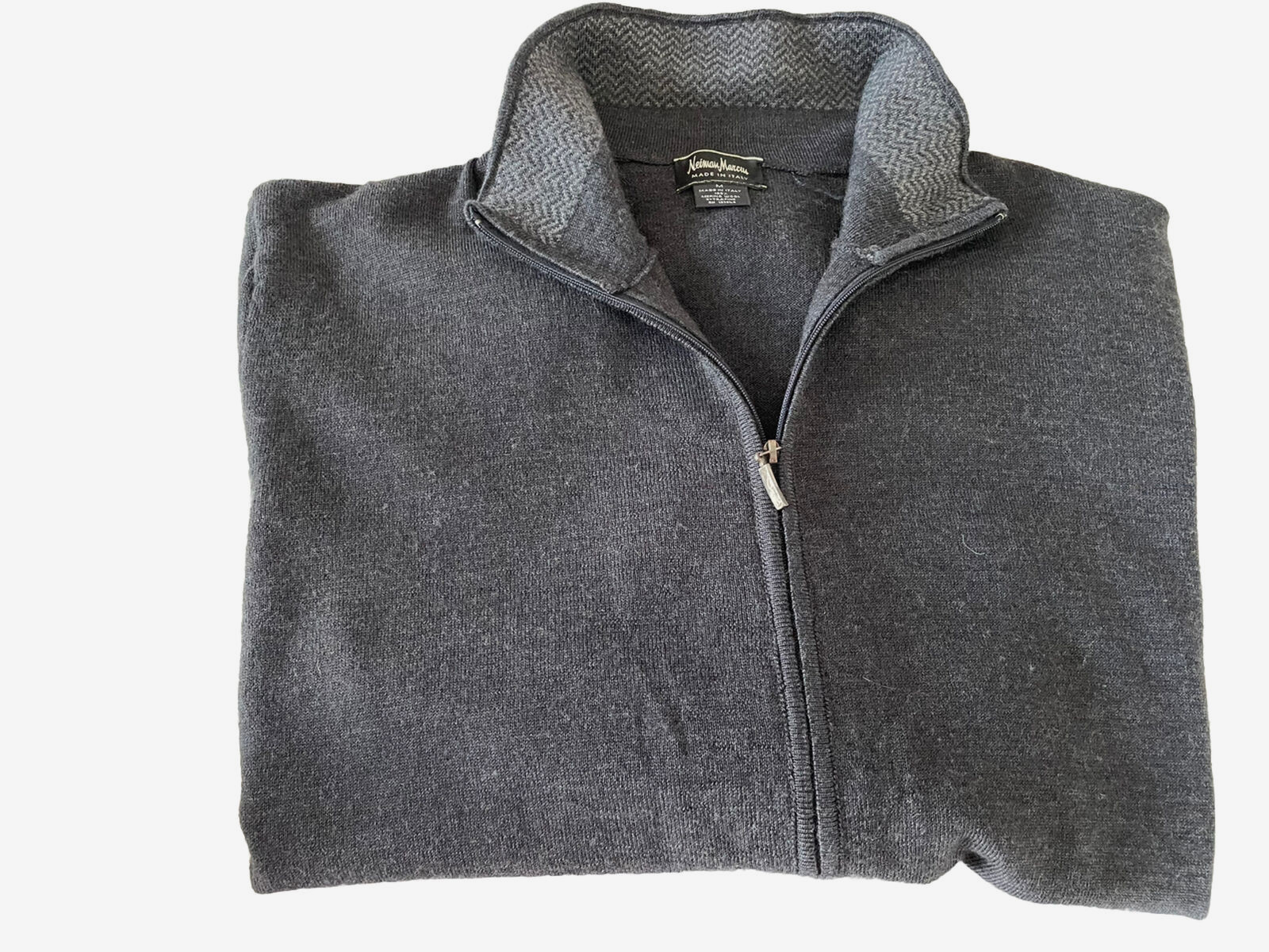 Neiman Marcus Men's 100% Wool Full-Zip Jacket Sweater