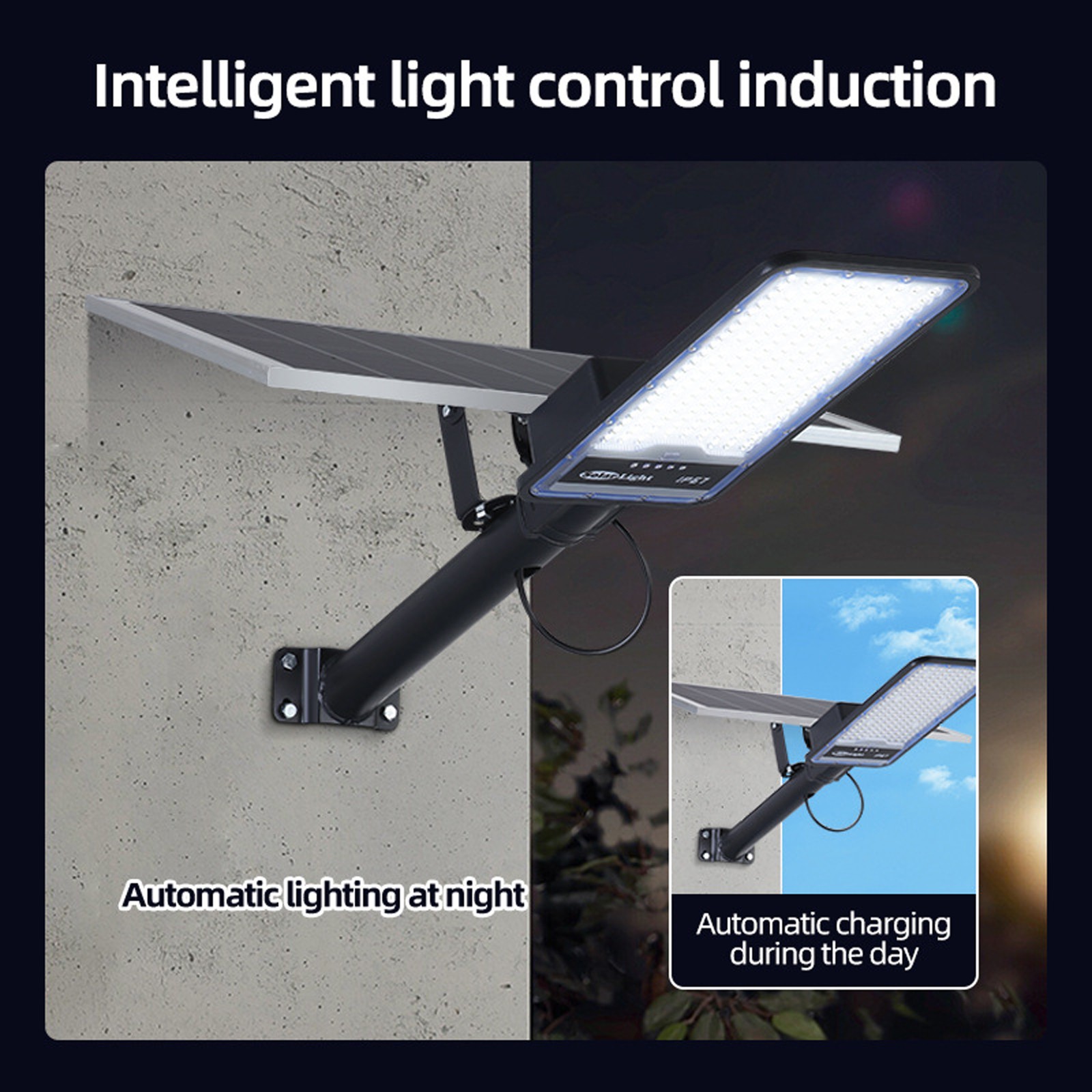 Commercial Solar Street Lights Outdoor Dusk-to-Dawn Solar High Bright Aluminum