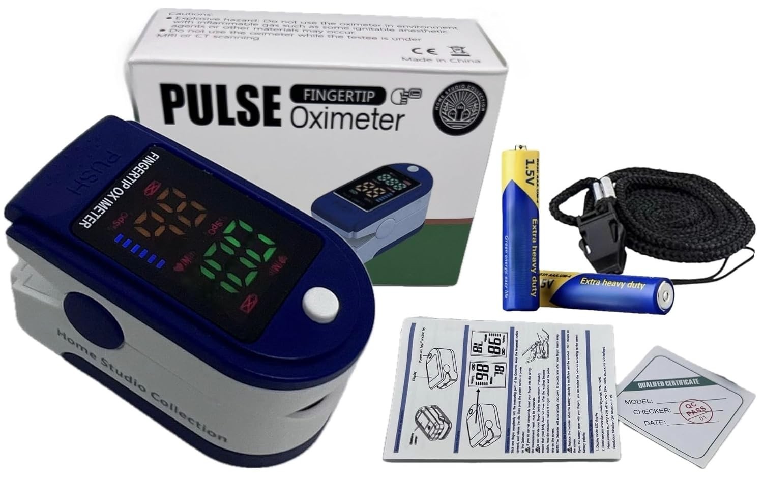Finger Tip Pulse Oximeter LED Blood Glucose Meter For Hospital Household
