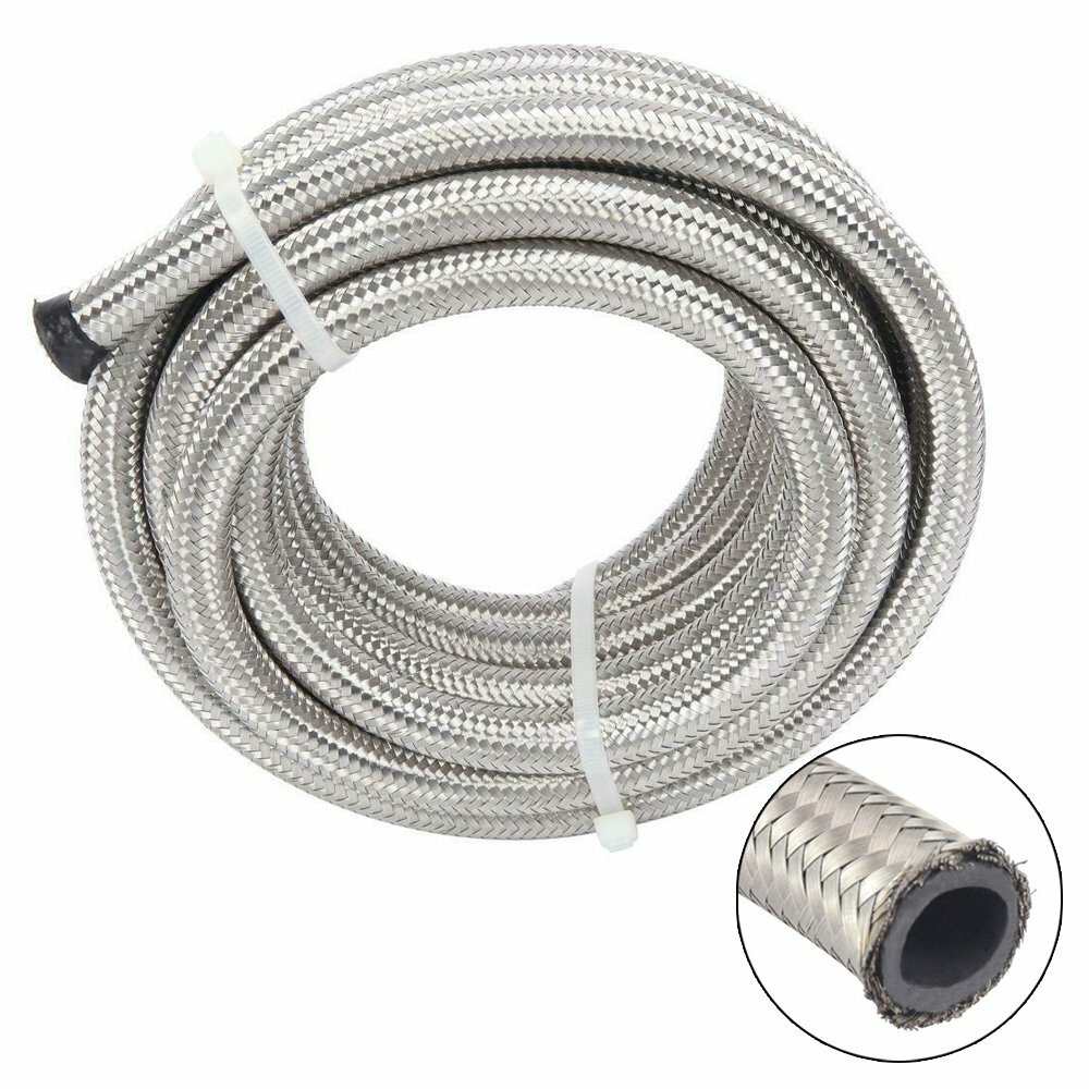4AN 6AN 8AN 10AN 12AN Nylon & Stainless Steel Braided Fuel Hose Oil Gas Air Line