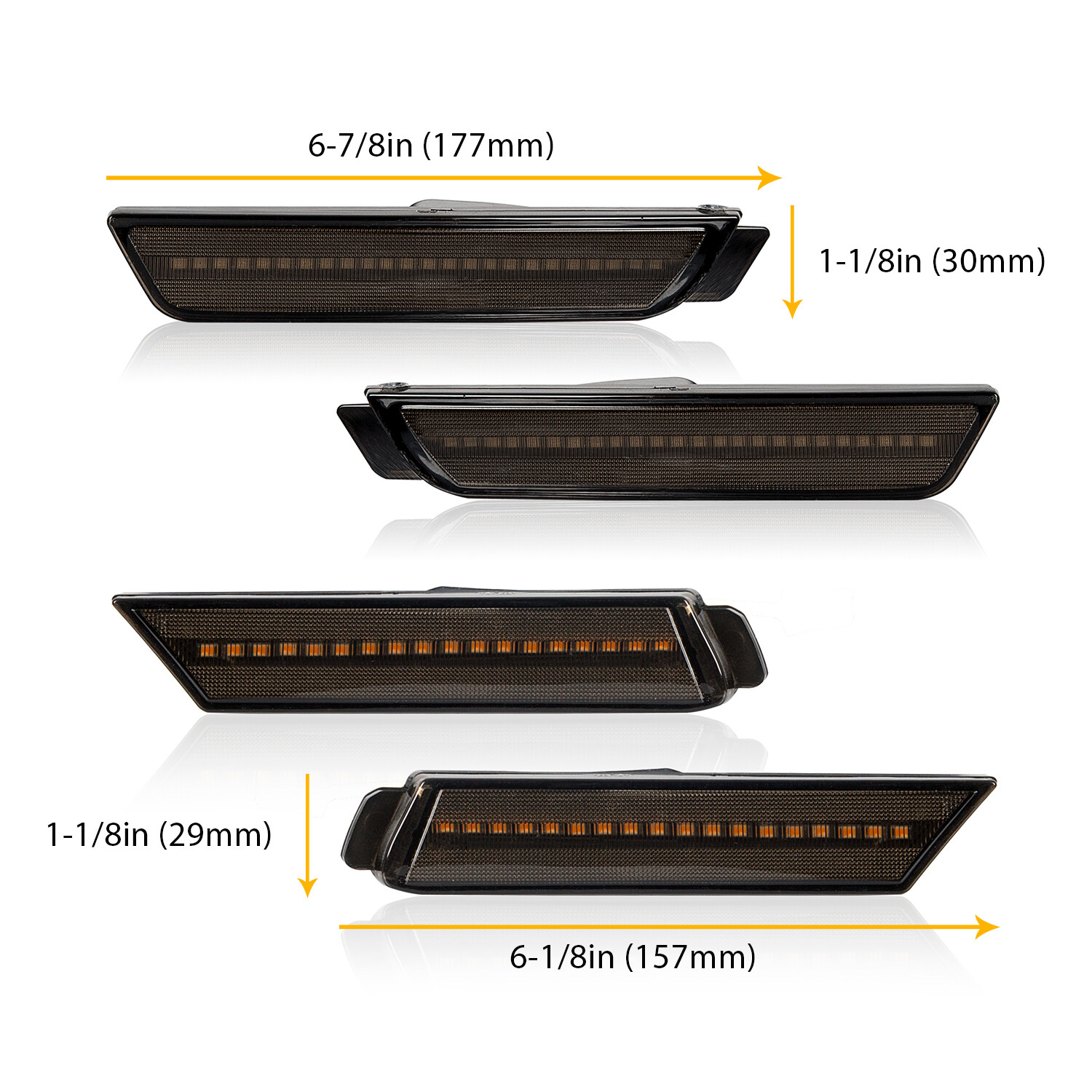 4PCS LED Bumper Side Smoked Marker Light Lamps Set For 2010-2015 Chevy Camaro