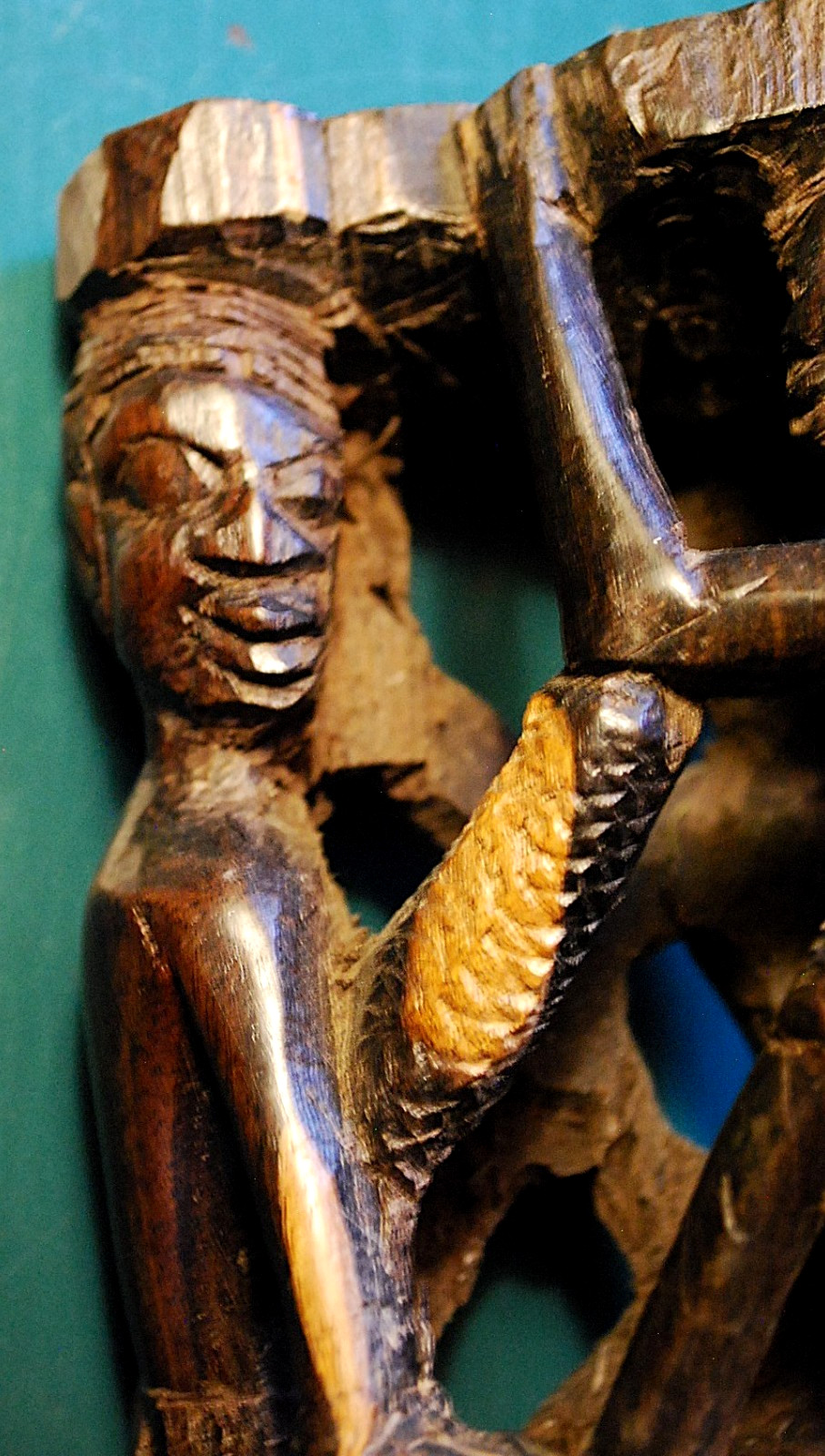 Vtg MAKONDE African TREE OF LIFE Ancestor Family Hand Carved EBONY WOOD Statue