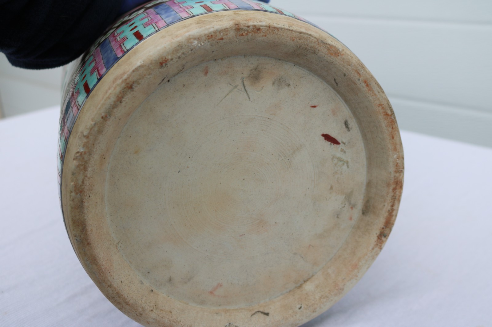 Vintage Large Mid Century Famille Rose Porcelain Umbrella Stand 24"