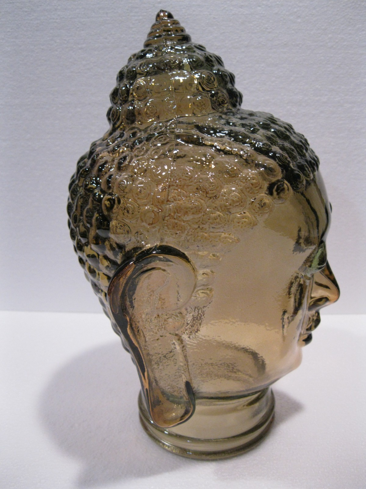Glass BUDDHA HEAD, CINNAMON, Life Size Mannequin Buddha Head for Decor.