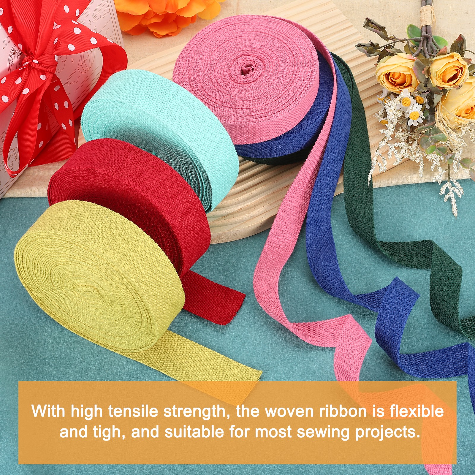 Cotton Webbing 1 Inch 11 Yard Polyester Cotton Webbing Strap Orange