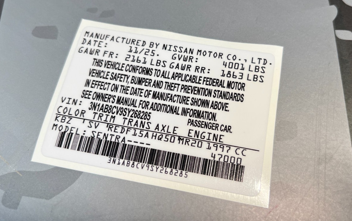 Automobile VIN ID Label Replacement Sticker – Car Identification Decal Set of 4