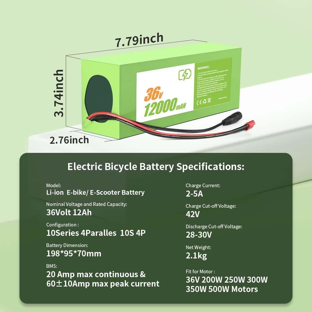 36V 48V 52V 12AH/20AH/30AH Battery for 200W-2000W Ebike Electric Bicycle Bike