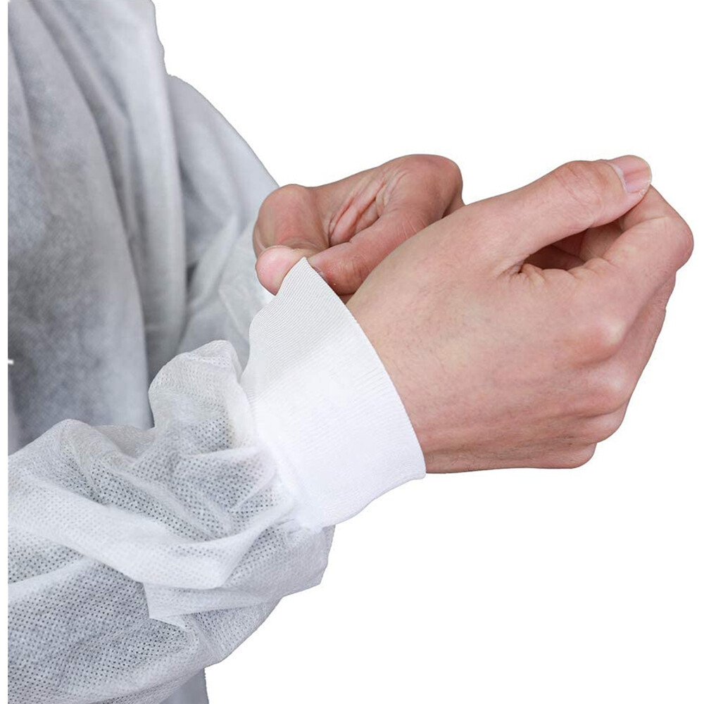 Case of 50 Medical Disposable Lab Coats Gowns 35GSM Knitted Cuffs and Collar