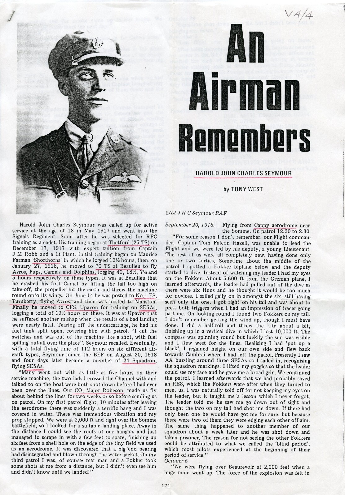 DVD Scans RFC Royal Flying Corps Pilots WW1 photo album Harold Seymour WWI