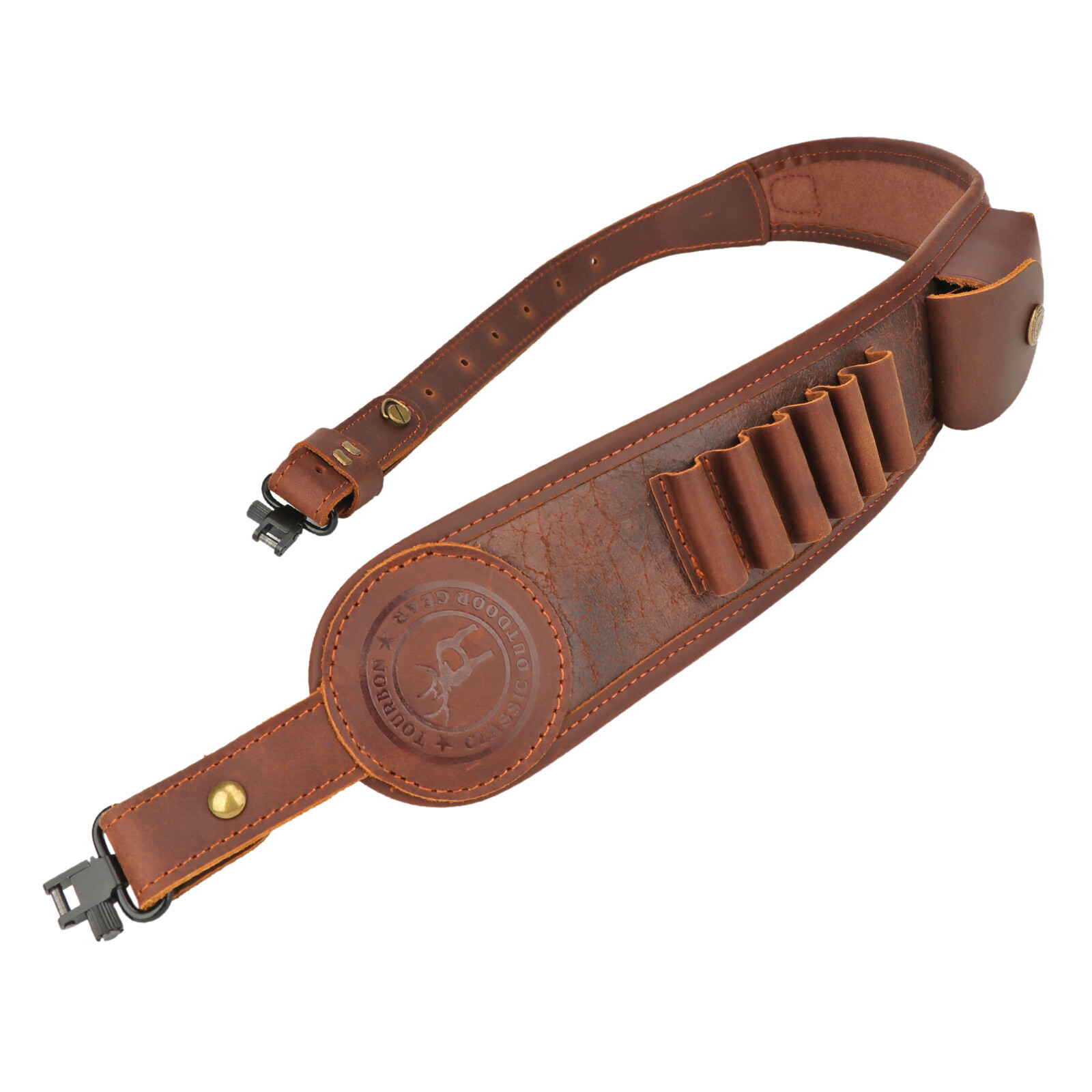 Tourbon PU Leather Rifle Sling Gun Shell Holder Hunt Ammo Strap .308.30-06,45-70