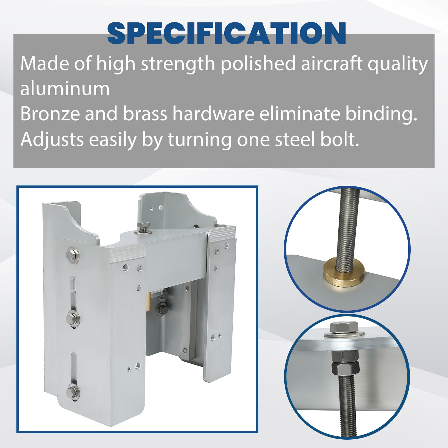 Aluminum 8'' Adjustable Outboard Boat Jack Plate Replacement JPL4800