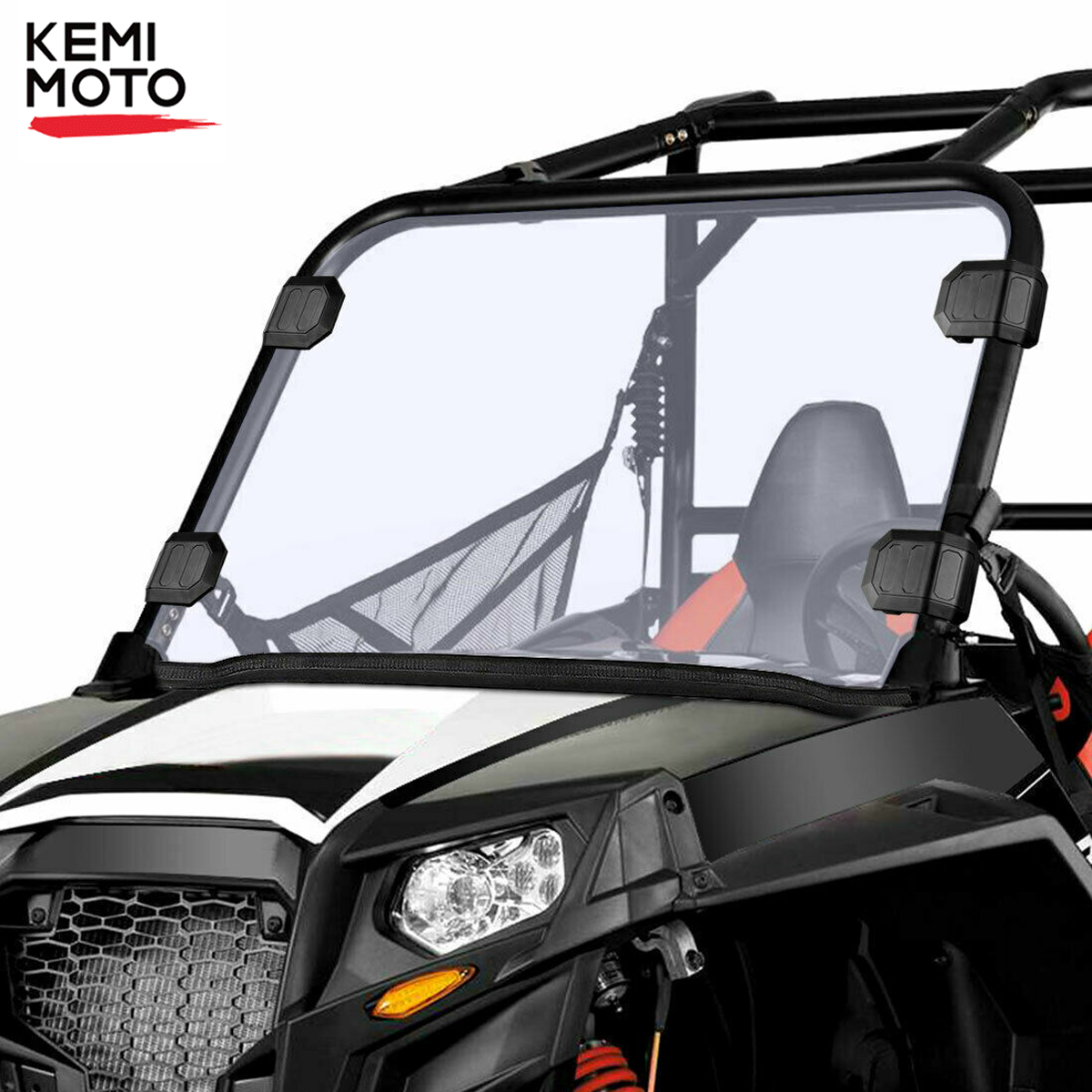 KEMIMOTO UTV Full Windshield PC For Polaris RZR 570 800/4 800S XP 900/4 2008-19