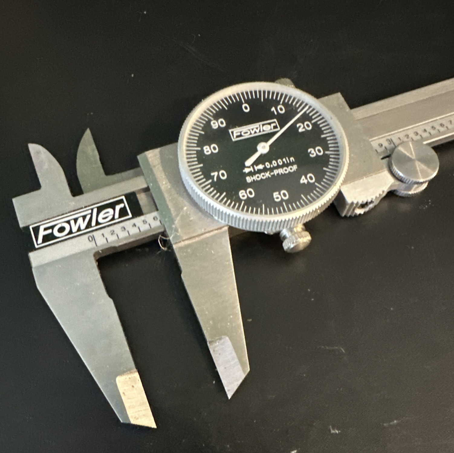 Fowler Premium 6” Dial Calipers .001” Resolution Black Face Stainless/Hardened