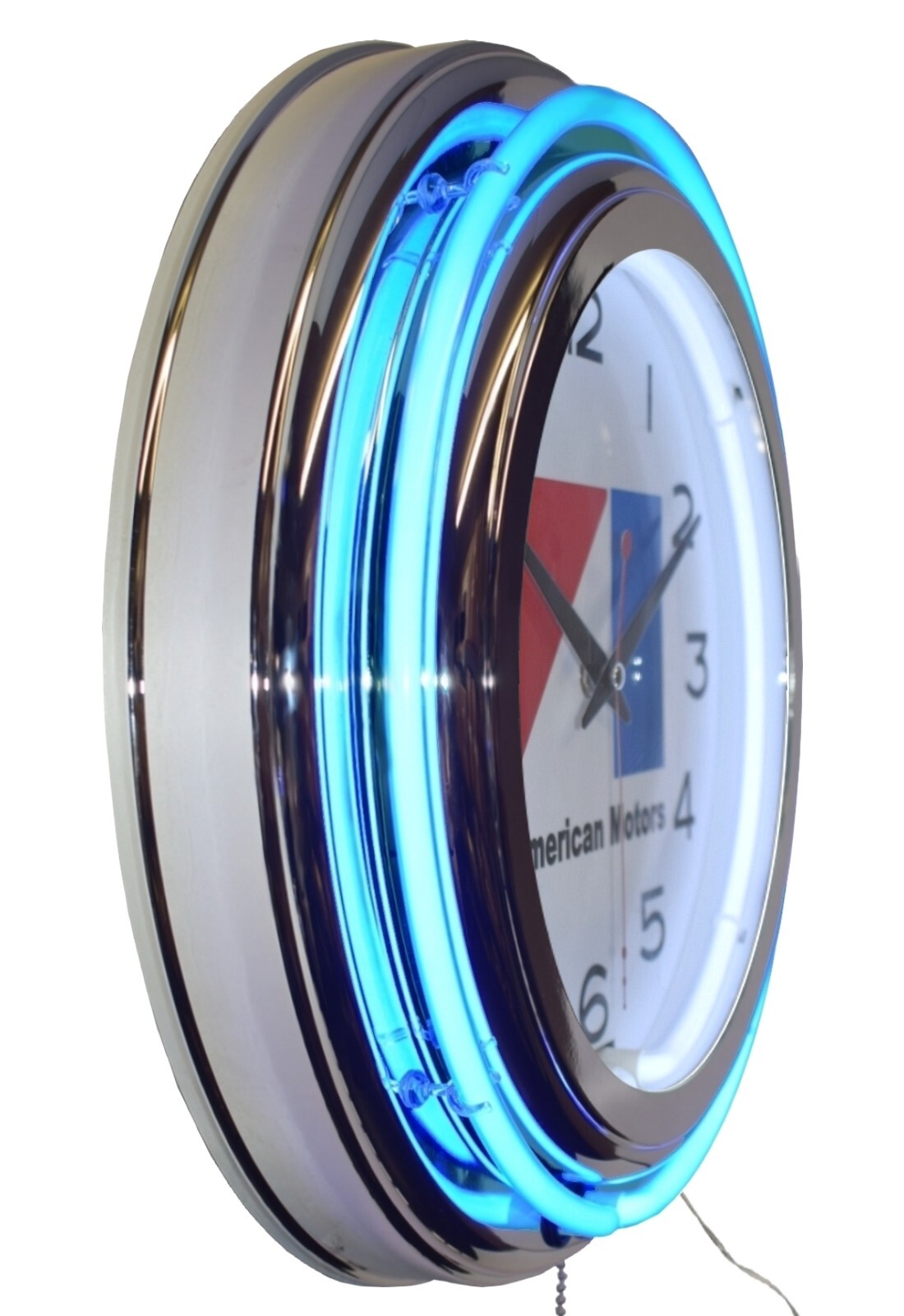 15" AMC American Motors Logo Double Neon Clock Garage Man Cave Decor (Blue)