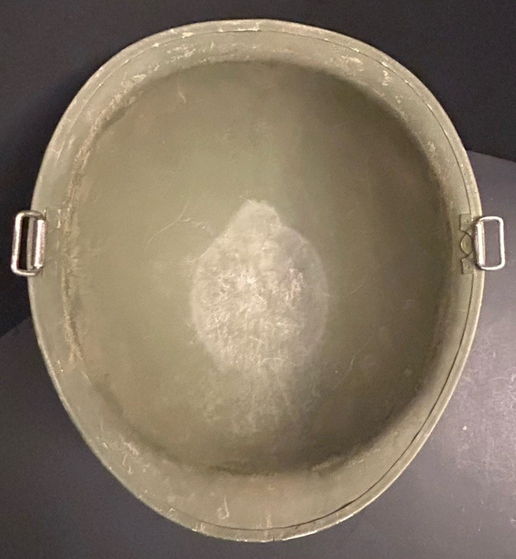 ORIGINAL PAINT Light Duty WWII Schlueter US GI M1 Steel Helmet Front Seam FS SB