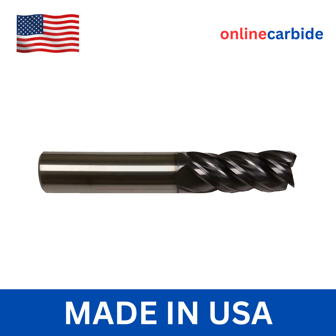 3/16" 4 FLUTE VARIABLE HELIX STUB CARBIDE END MILL - .010 RADIUS - TiALN COATED