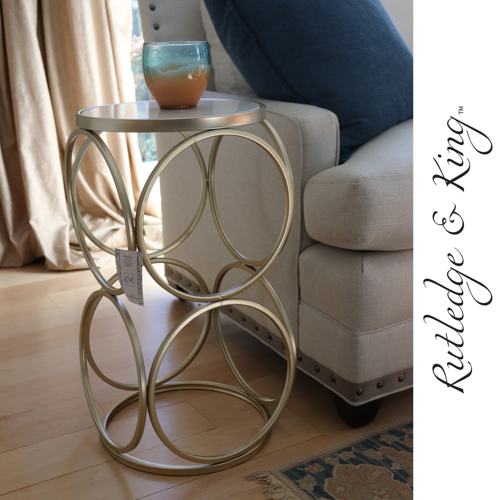 Rutledge & King Round Britton End Table - Metal End Table with Marble Top