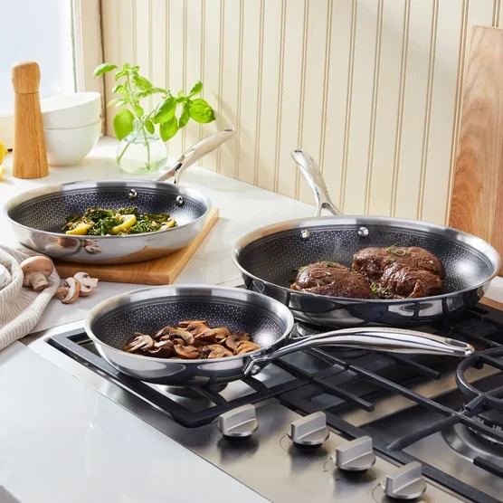 Henckels Paradigm Ceramic Nonstick Coating 3-piece Fry Pan Skillet Set Stainless