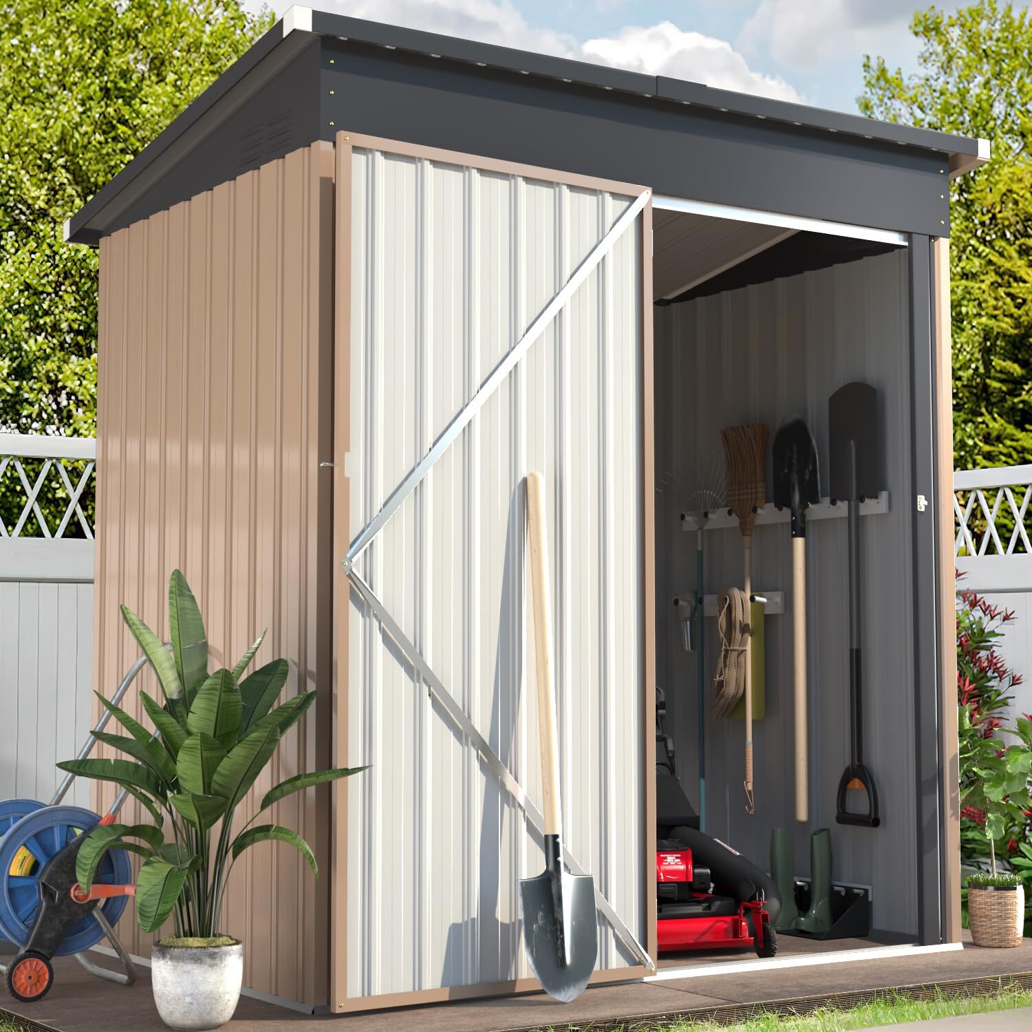 5x3 Lockable Outdoor Metal Storage Shed Tool Shed for Yard