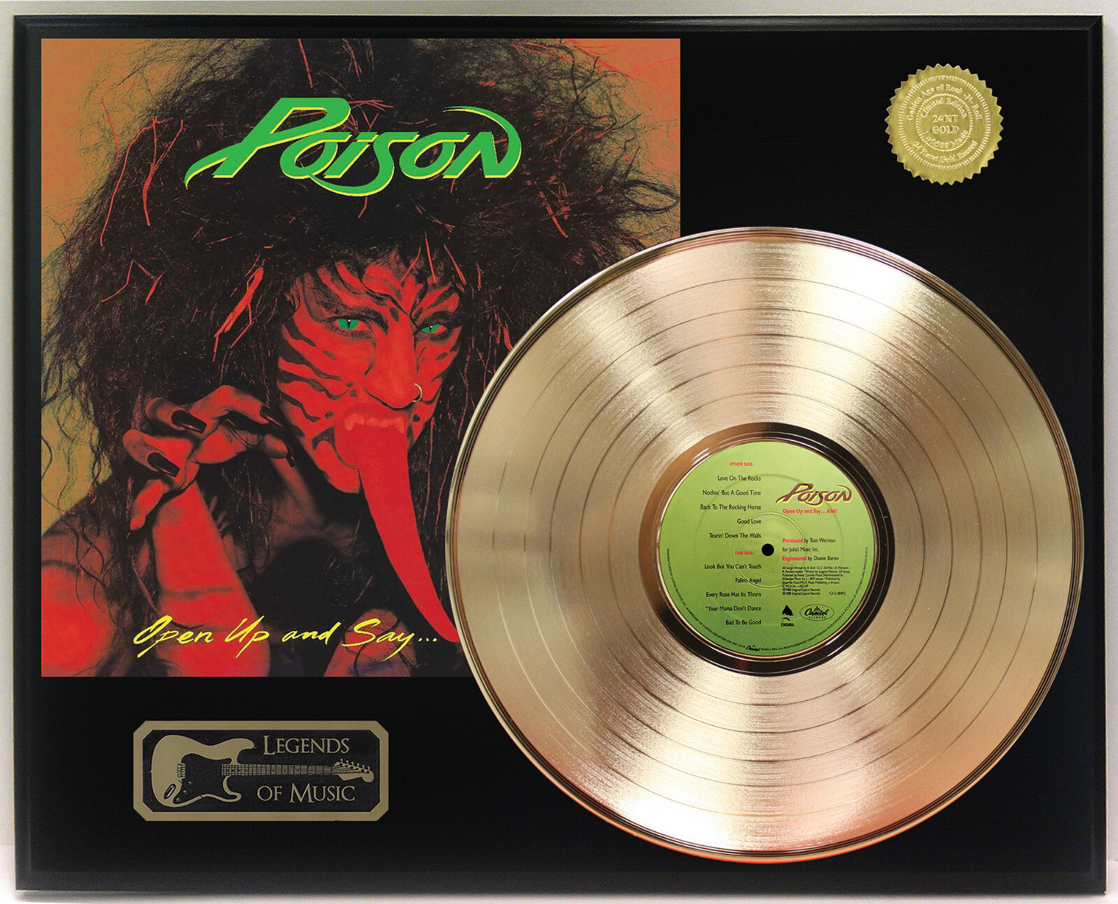 Poison - Open Up And Say Ah Gold LP Record Plaque Display