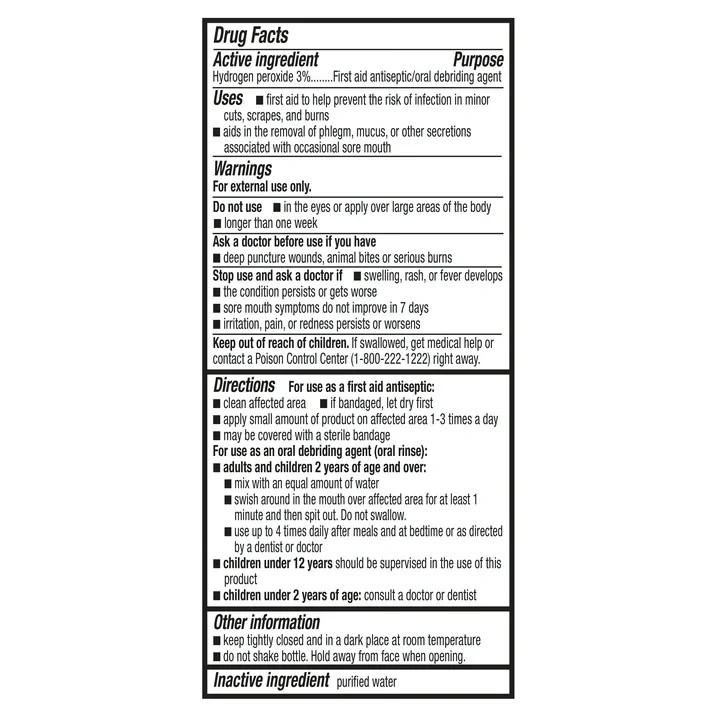 Equate 3% Hydrogen Peroxide Liquid USP Antiseptic, 32 fl oz Free Ship