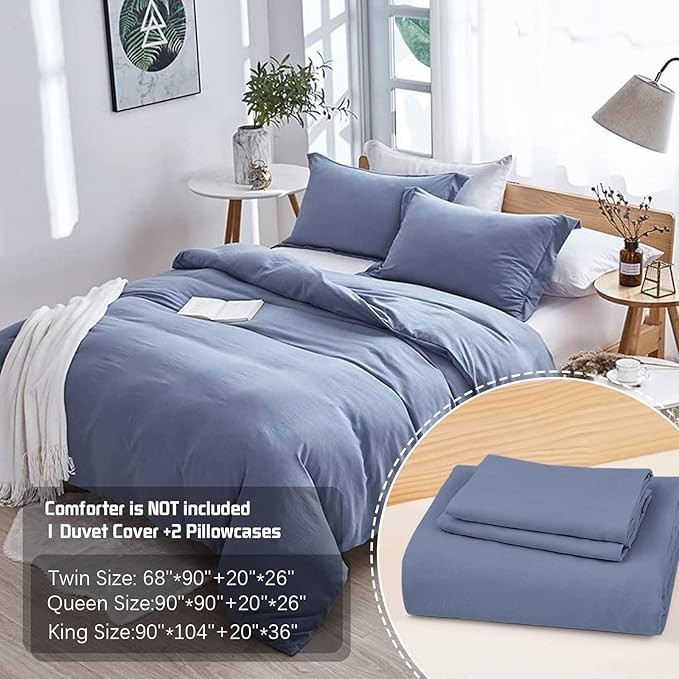 Duvet Cover Microfiber 3 Piece Set - KING - Dreaming Wapiti - HAZE BLUE