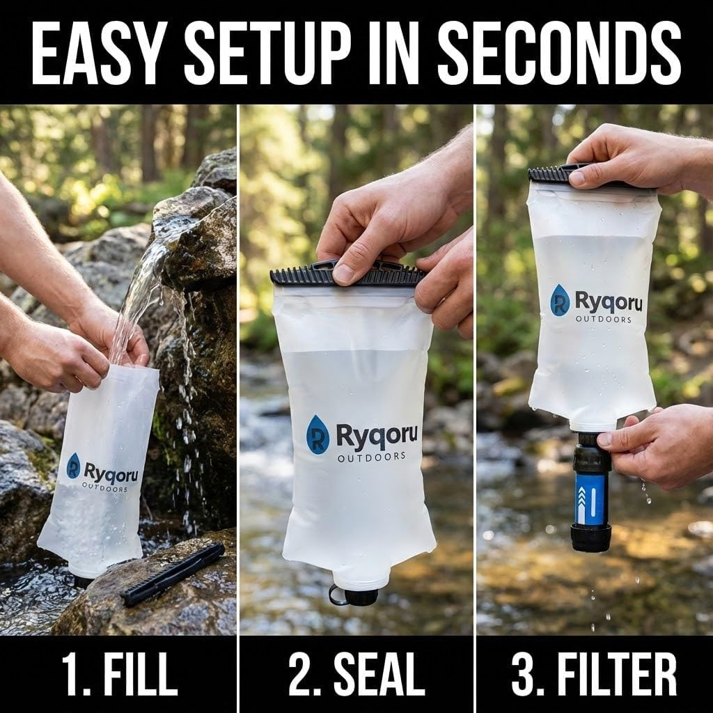 2L Collapsible Water Bag, 28Mm Thread TPU Hydration Canteen Compatible with Sawy