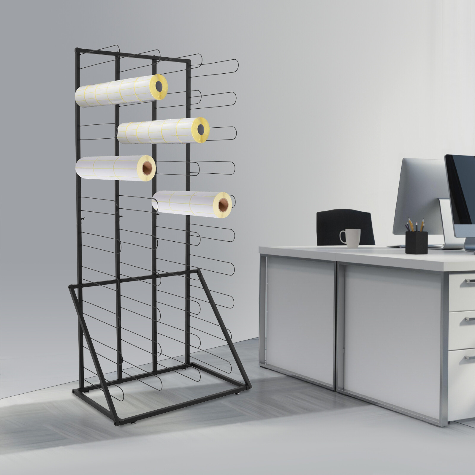 Vinyl Roll Storage Rack, Durable Floor Organizer with 40 Shelves