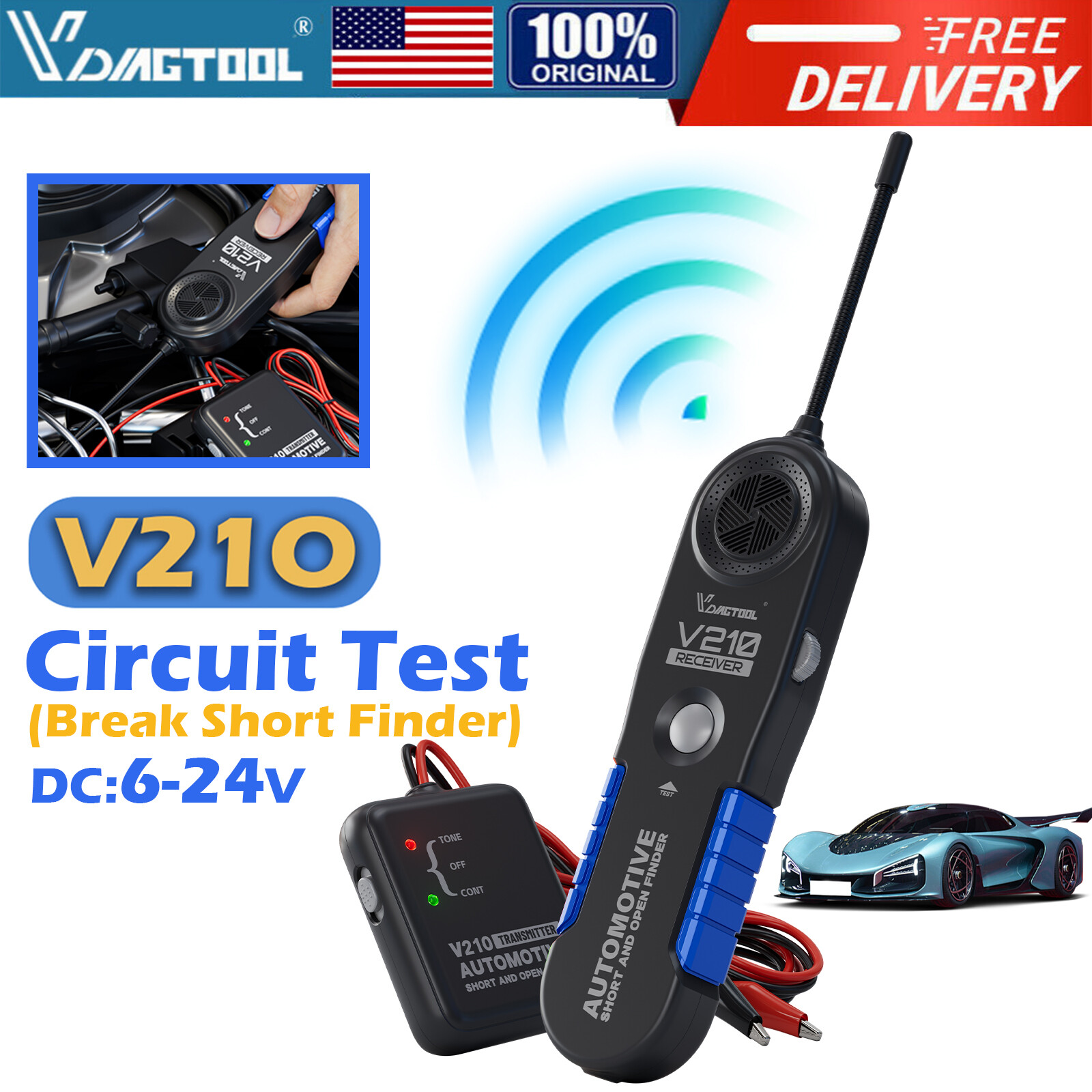 DC 6-42V Automotive Electrical Circuit Tester Open Short Wire Break Finder Tool