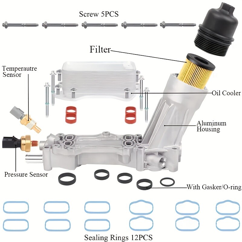Aluminum Engine Oil Cooler Filter Housing Fits 11-16 Dodge Jeep Chrysler Ram3.6L