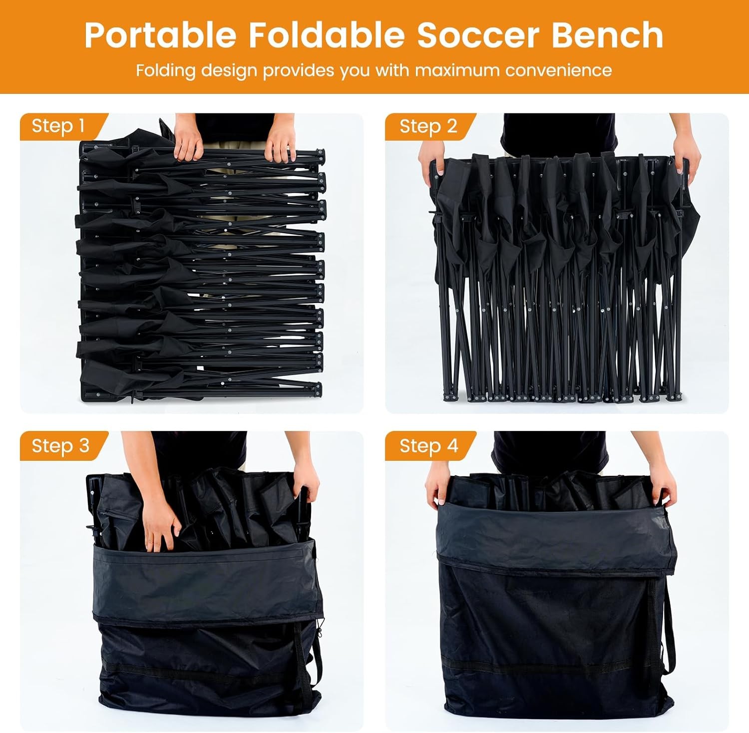 NAIZEA 4/6/9-Seater Sports Bench Folding Bench Chair Sideline Bench for Sports