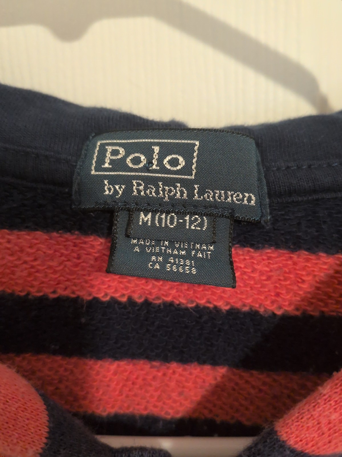 Polo Ralph Lauren Boys Hoodie Size M 10-12 Red Navy Striped Full Zip Pony Logo