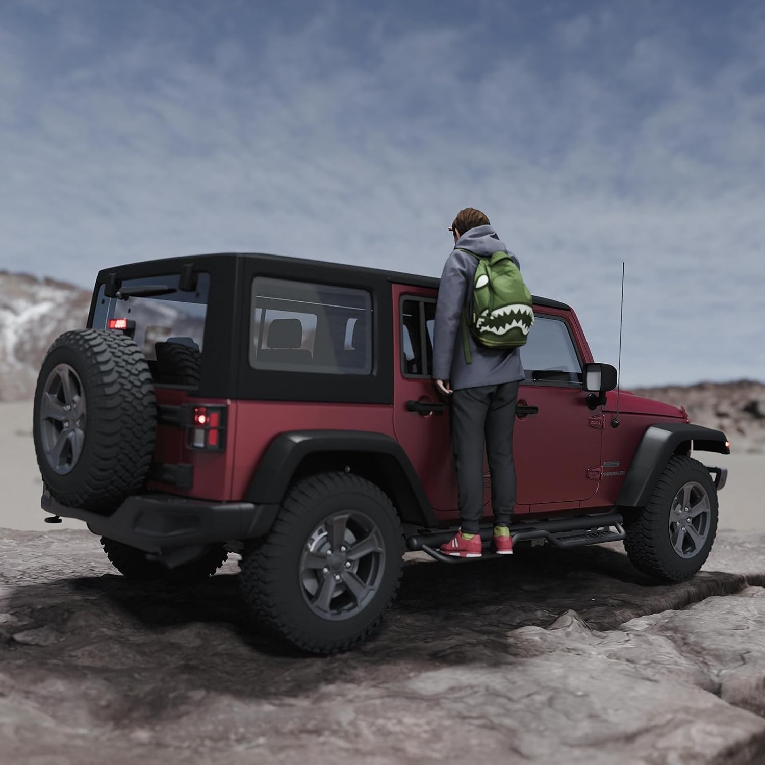 Running Boards Side Steps Compatible with 2007-2018 Wrangler JK 4-Door