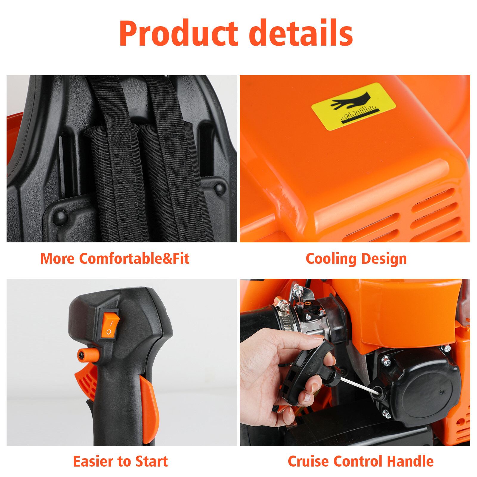 2024 New Upgraded 63CC 2-Stroke 665CFM 3HP Commercial Backpack Gas Leaf Blower