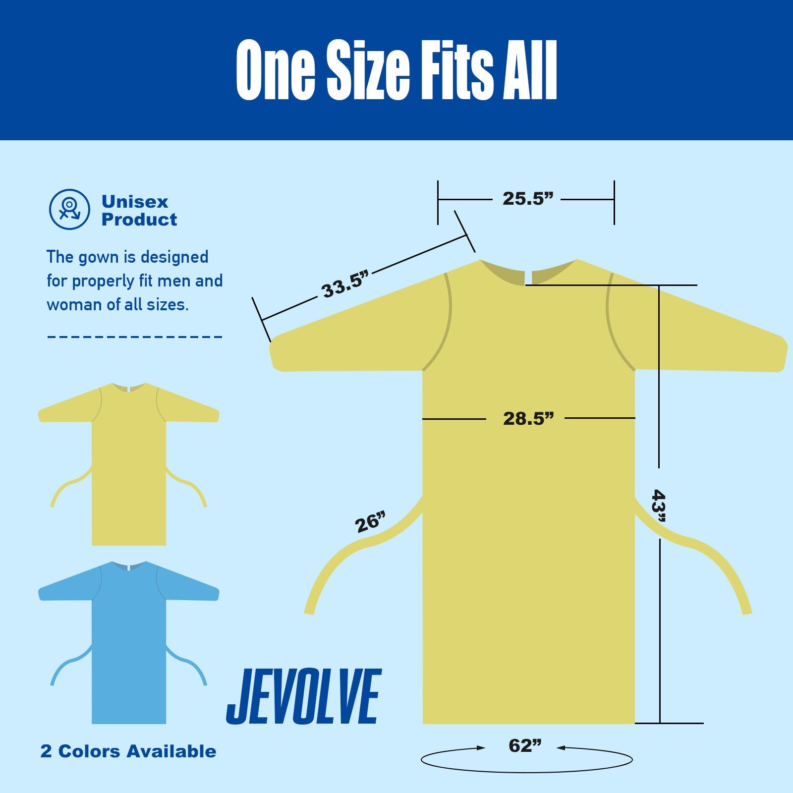 Disposable PP+PE Isolation Gown Sleeve & Elastic Cuff Universal Fit Level 1-2