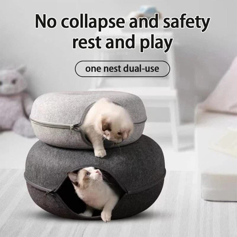 Cat Cave EXTRA LARGE Cat Tunnel Bed Indoor Cats,Cat Donut