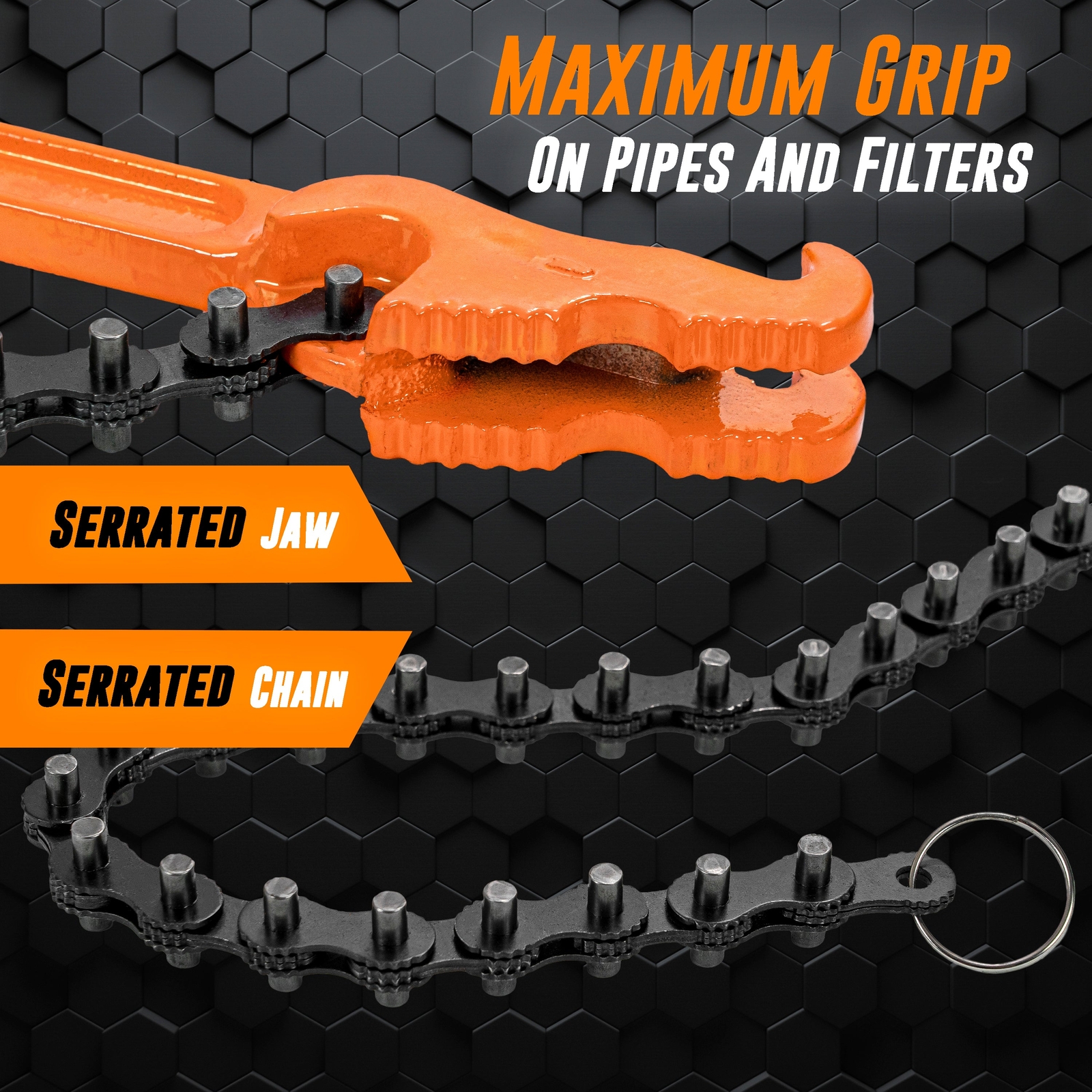 Chain Wrench Heavy Duty – Fits 1/2” to 6” Pipes and Filters – Chain Pipe Wrench