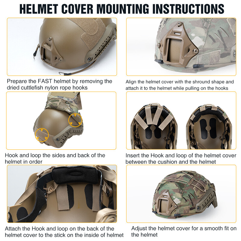 IDOGEAR Tactical Helmet Cover For FAST Helmet NVG Battery Pouch Laser Cut Camo