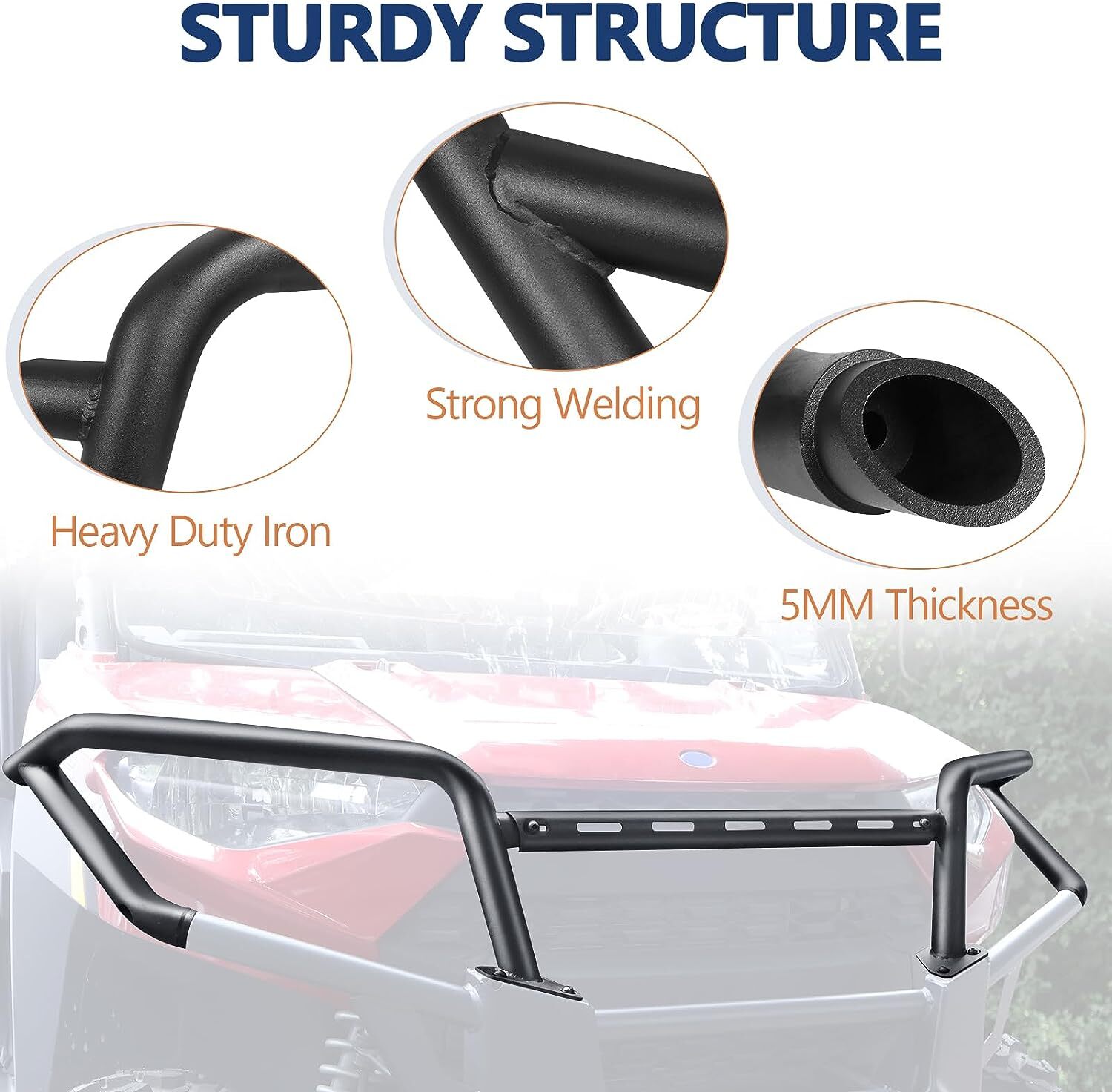 Heavy Duty Front Bumper Steel Brushguard 2882531 For Ranger 1000 XP 2018-2023