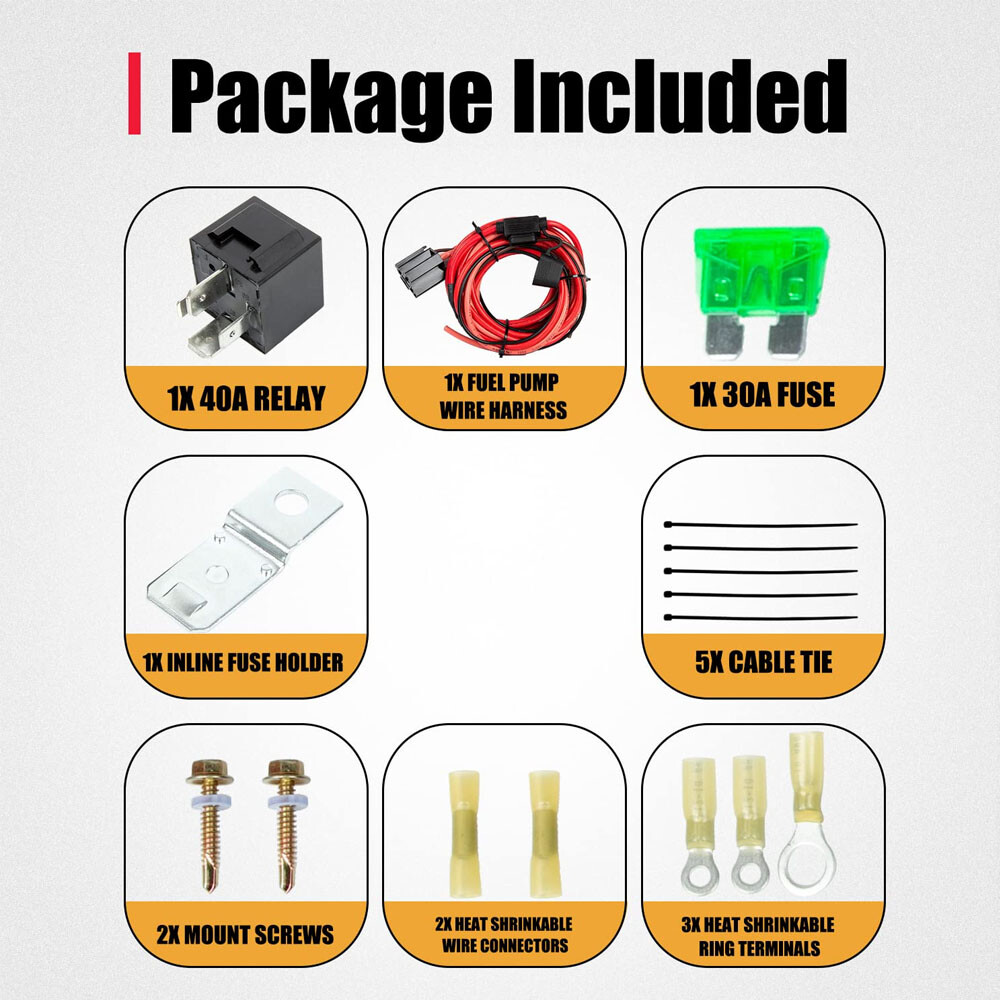 Electric Fuel Pump Relay Kit Fuel Pump Wiring Harness Kit Relay Bypass 40 AMP