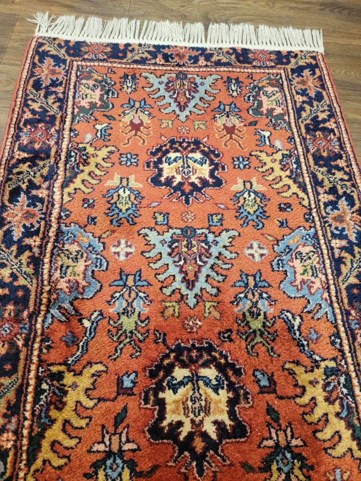 2'8×10ft Hand Knotted 100% Pure Wool Herize Design Runner Vintage Rub