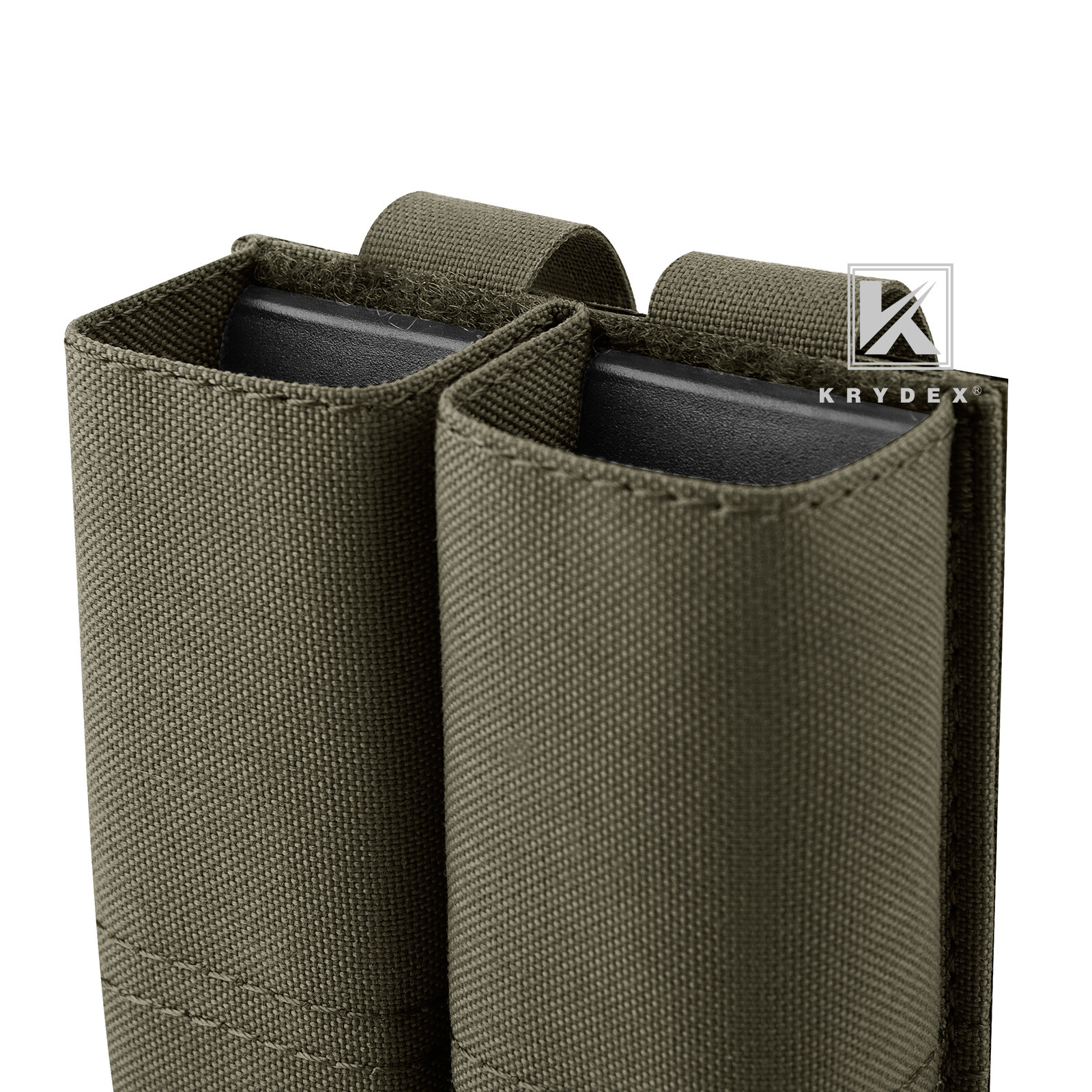 KRYDEX Tactical 9mm Pistol Magazine Pouch Mag Holder Duty Belt / MOLLE Mounted