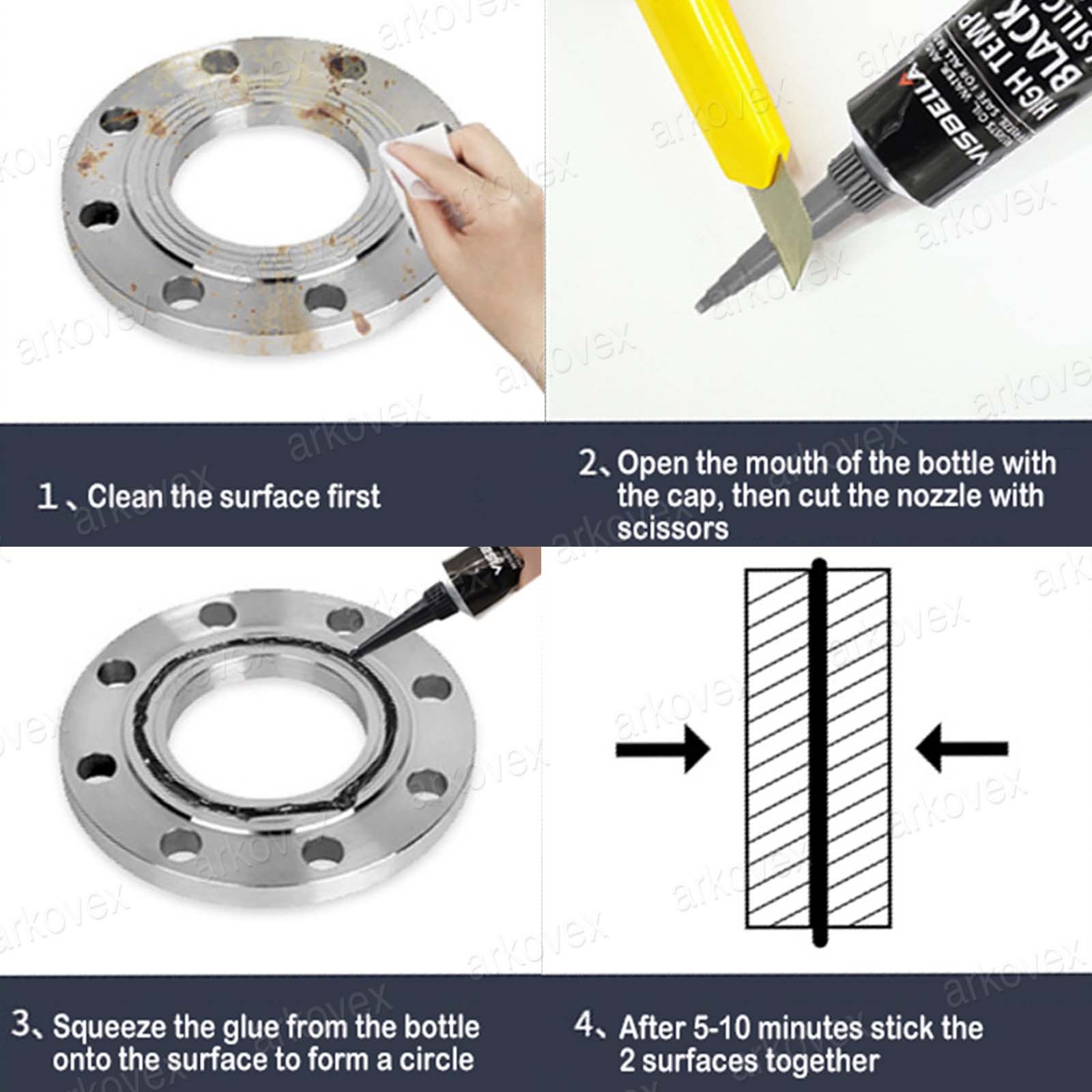 2pcs black High Temperature RTV Silicone Gasket Maker Anti Freeze &Oil Resistant