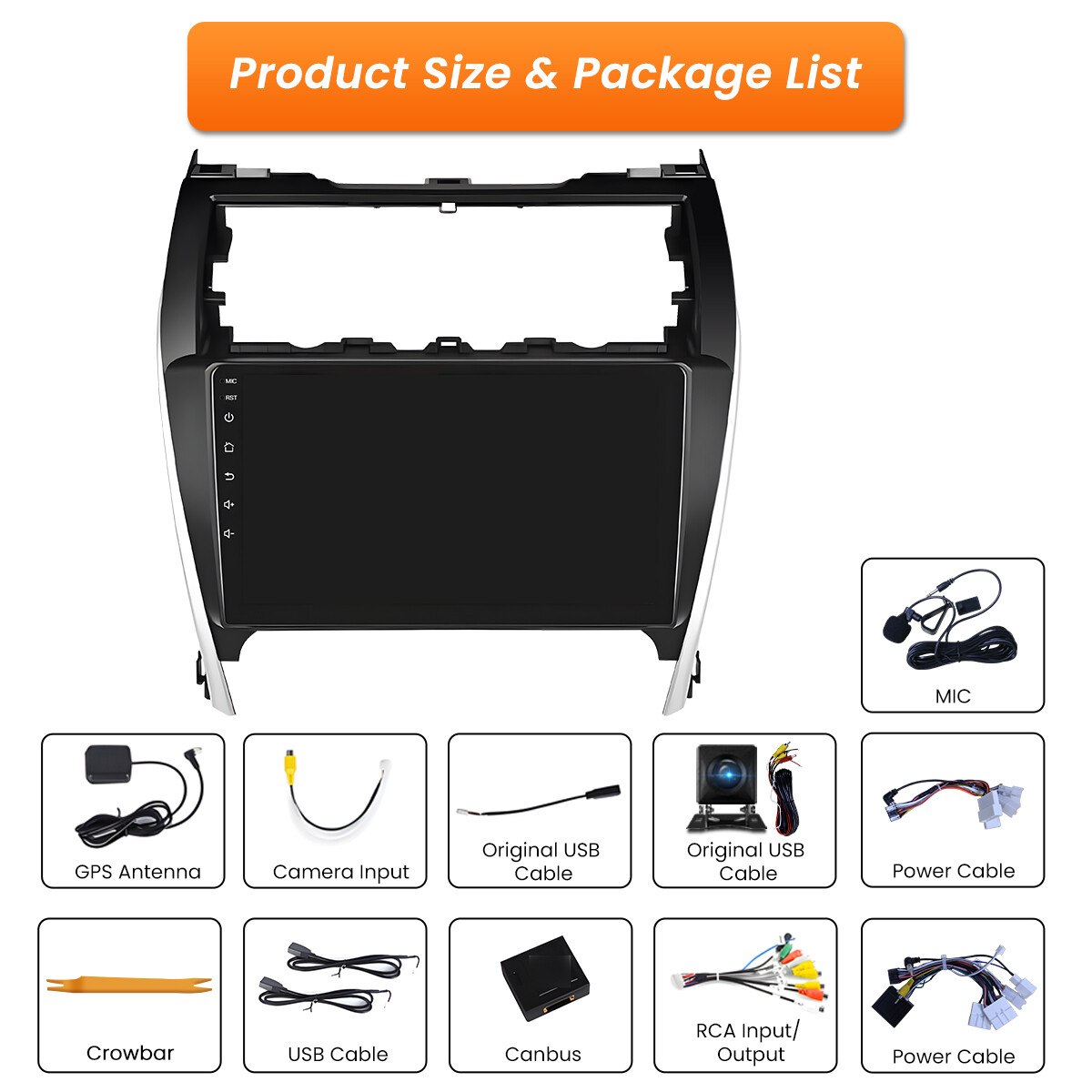 For 2012-2014 Toyota Camry Radio Car Apple Carplay Android GPS Navigation 2+32GB