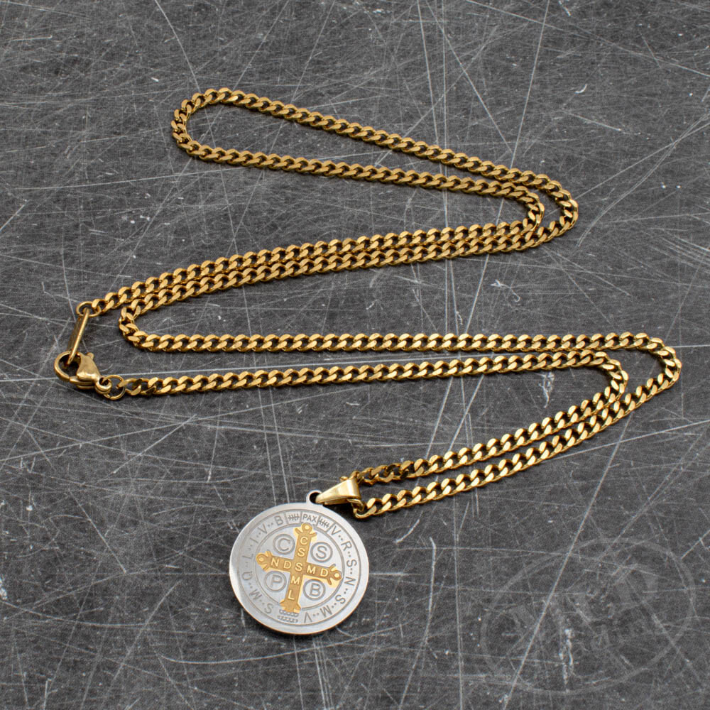 Limited Edition High Quality Stainless Steel Saint St Benedict Pendant Necklace
